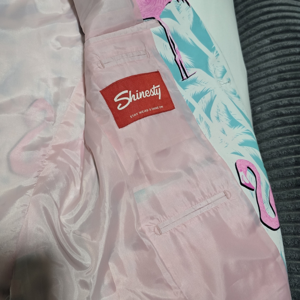 Shinesty El FlamencoTropical Flamingo Print Suit Size 38 Blazer, 30/31 Pants - Picture 4 of 13